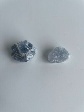 Blue Calcite Crystal Lot Natural Rough Stone Mineral Specimens Pair